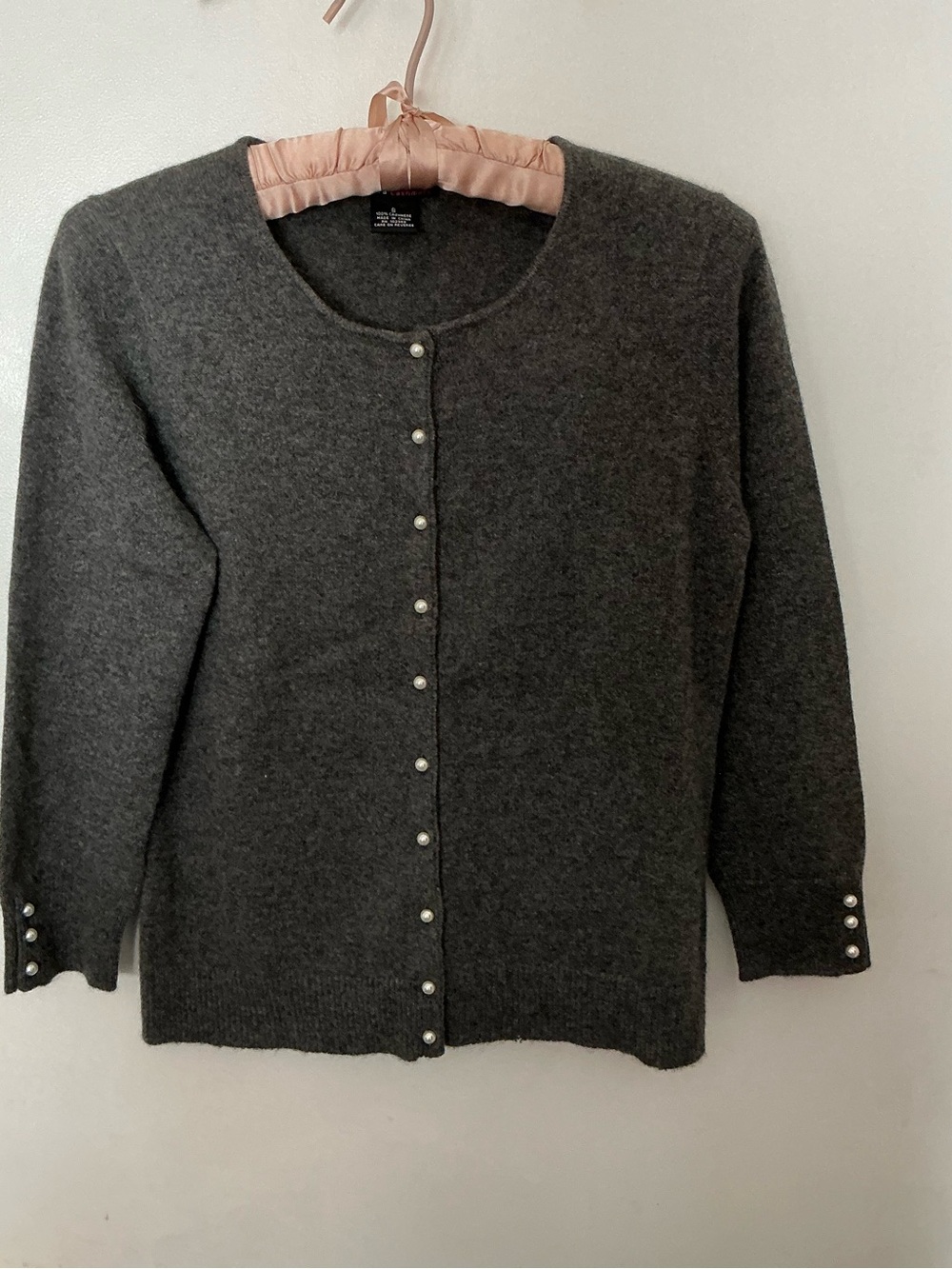 Pearl-Button Charcoal Knit Cardigan